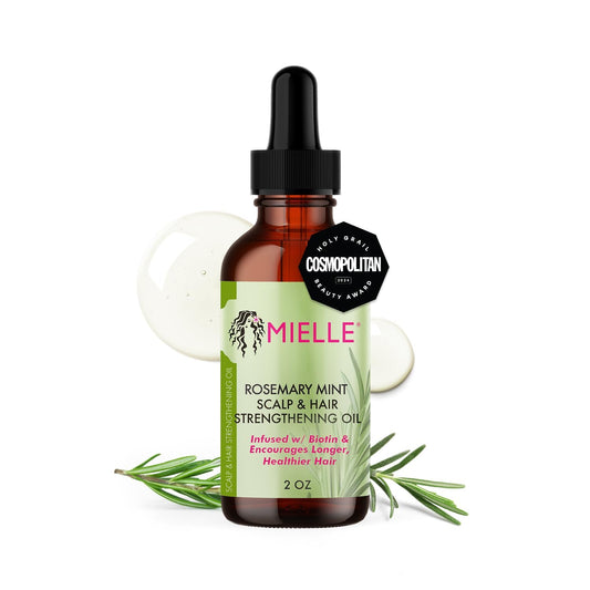 Mielle Organics Rosemary & Mint Hair Oil, Split Ends & Dry Scalp Treatment - Infused with Biotin & Essential Oils for Strengthening, Soothing, Moisturizing & Encouraging Healthier Hair (2 Fl Oz)