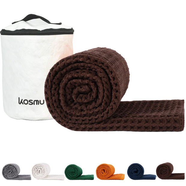 Luxury Japanese Cotton Waffle Bath Towel | Plush, Absorbent, and Quick Dry (Coral Orange, Hand Towel, 32" x 16")