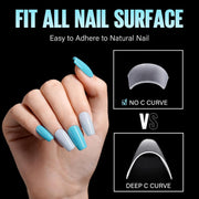 TOMICCA Short Coffin Nail Tips, 240Pcs Acrylic Half Cover Nail Tips Coffin, No C Curve Full Matte Gel Nail Tips Short, Nail Extension Tips for Beginner and Professional 12 Sizes