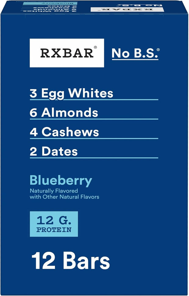 RXBAR Protein Bars, Protein Snack, Snack Bars, Blueberry, 22oz Box (12 Count)