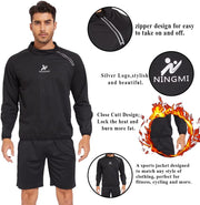 Sauna Jacket Men Sweat Shirt Gym Workout Jacket Fitness Boxing Exercise Long Sleeve Sauna Sweat Suits