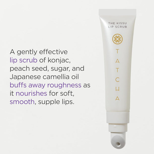 Tatcha Kissu Lip Scrub, Moisturizing Lip Exfoliant with Peach Seed Scrub for Polish, Smooth Lips