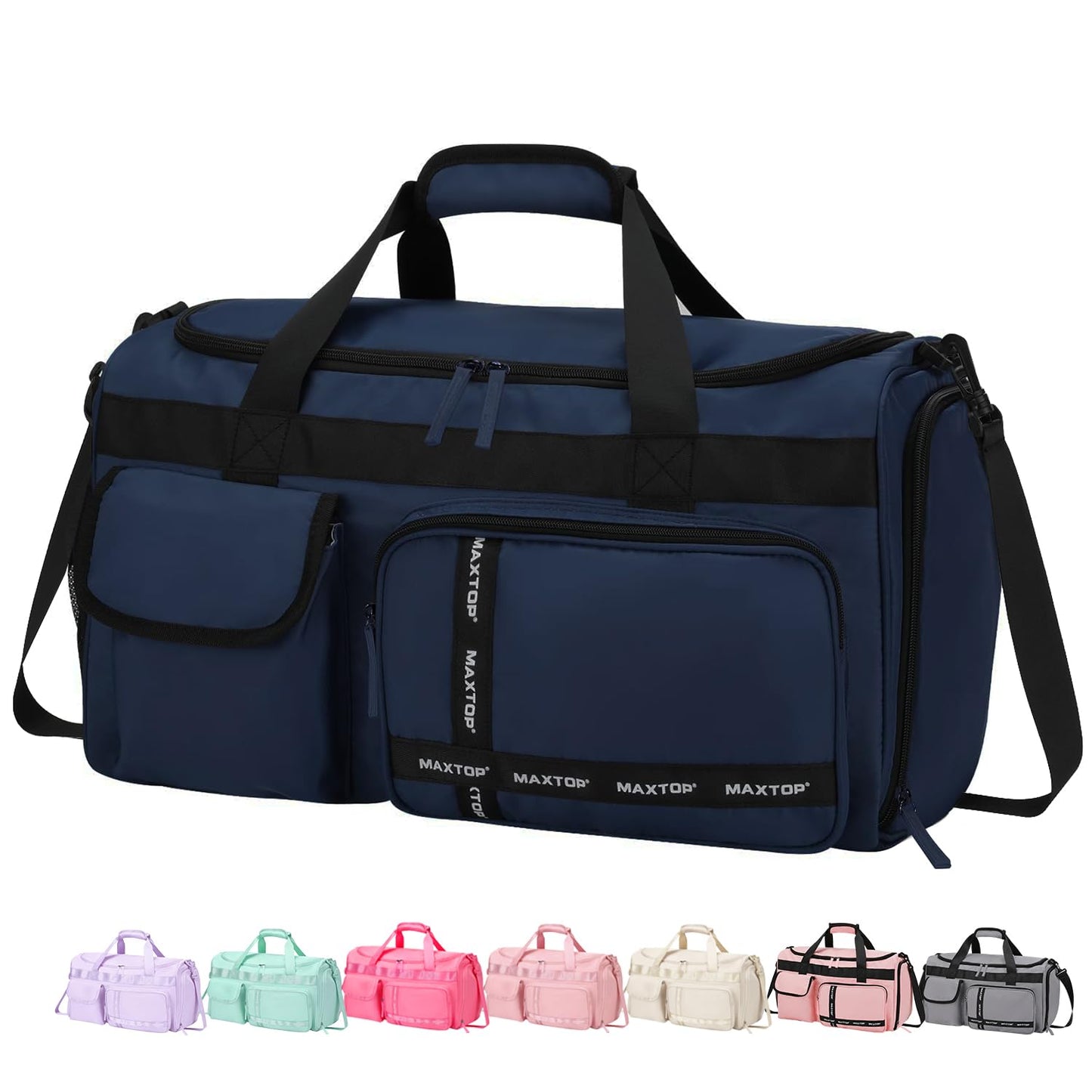 MAXTOP Gym Bag for Women Men Travel Duffle Bag Large Capacity Carry On Weekender Overnight Bag With Shoe Compartment Gym Tote Dry Wet Separation Duffel Bag for Travel