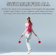 Jump Rope Ropeless Skipping Rope for Fitness Training Exercise, Adjustable Weighted Cordless Jump Rope for Men Women Kids