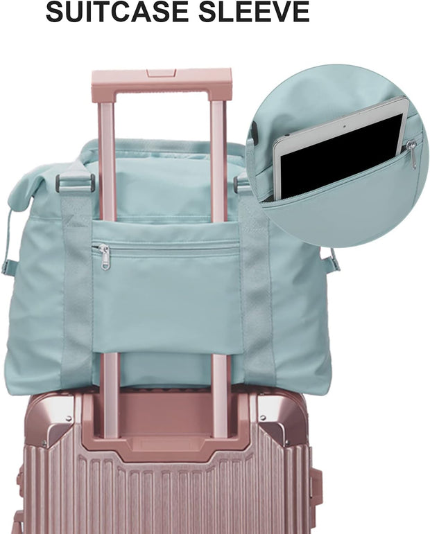 Sport Travel Duffle Bag Large Gym Tote Bag for Women, Weekender Carry on Bag for Airplane, Ladies Beach Overnight Bag Waterproof Luggage Bag with Wet Pocket