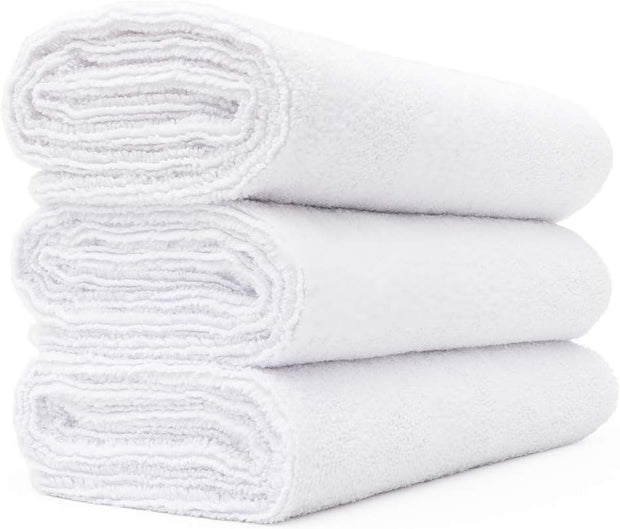 The Rag Company - Sport Towel - Gym, Exercise, Fitness, Sport, Ultra Soft, Super Absorbent, Fast Drying Premium Microfiber, 320gsm, 16in x 27in, White (3-Pack)