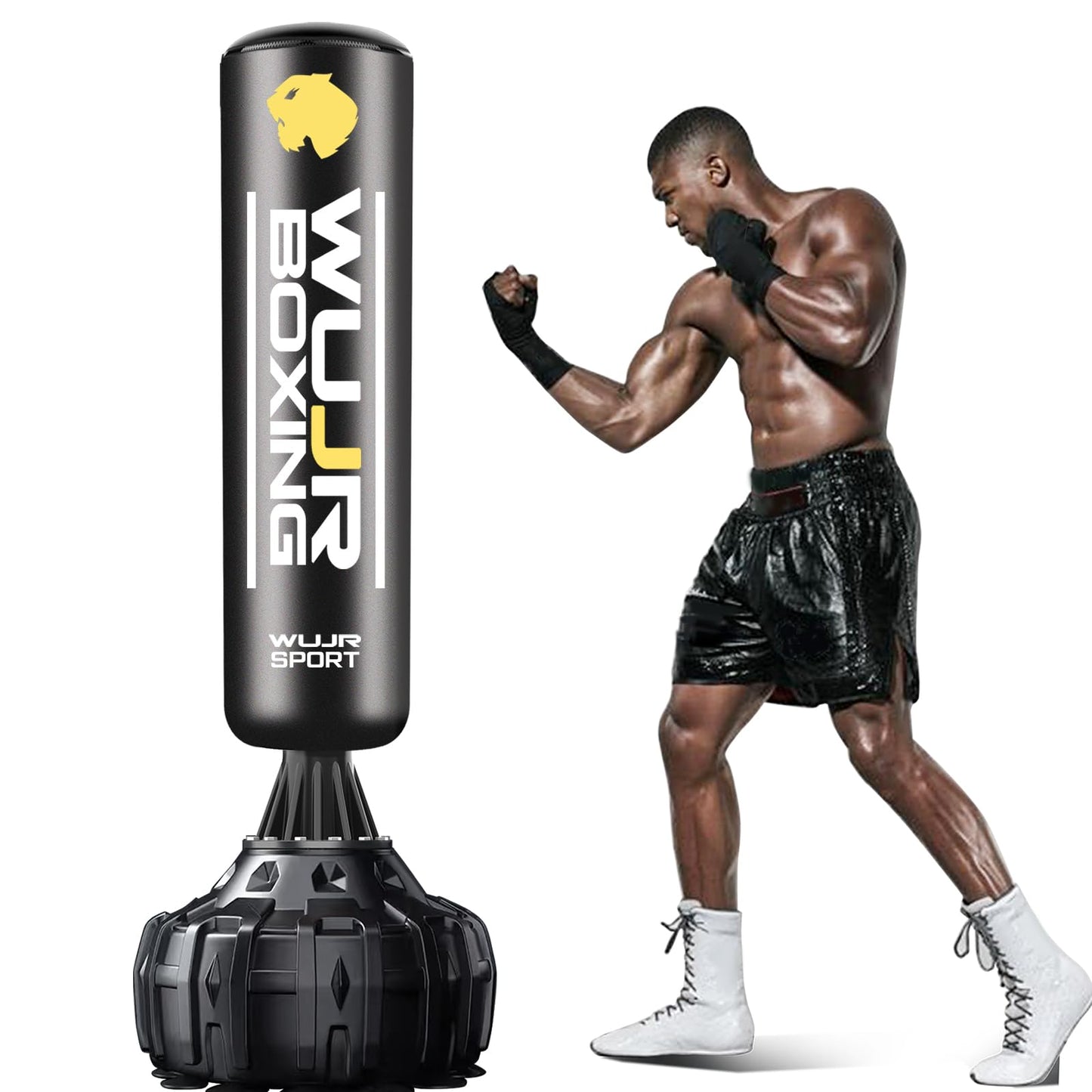 70" Freestanding Punching Bag with Boxing Gloves Heavy Boxing Bag with Suction Cup Base for Adult Kids - Men Stand Kickboxing Bag