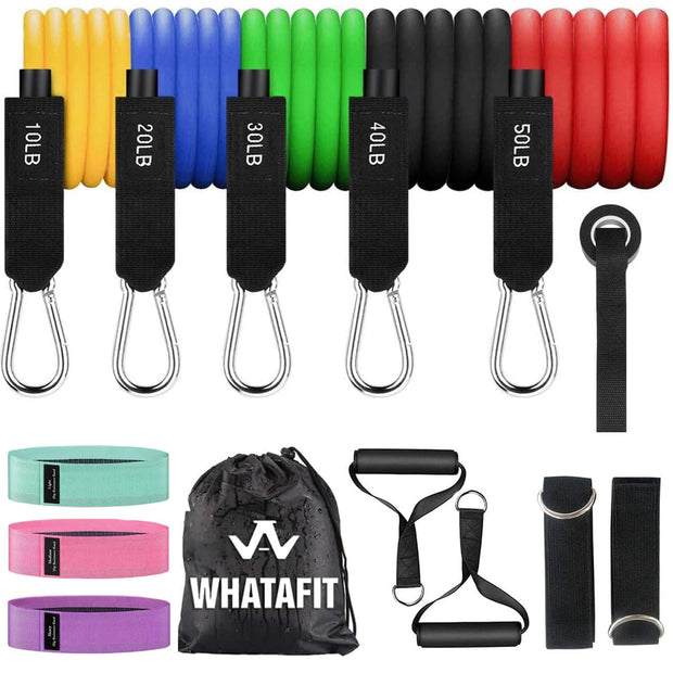 WHATAFIT Resistance Bands, Exercise Bands，Resistance Bands for Working Out, Work Out Bands with Handles for Men and Women Fitness, Strength Training Home Gym Equipment