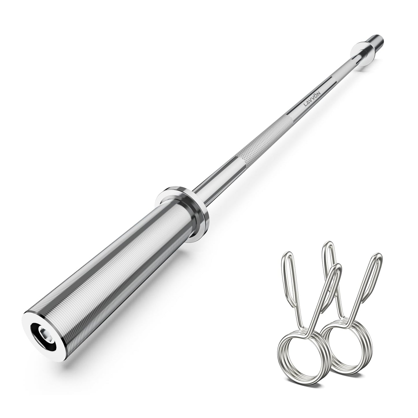 57" Olympic Barbell Bar, 2" Standard Straight Barbell Bars for Weight Lifting Bar for Bench Press/Squats/Hip Thrusts/Lunges/Biceps- Home Gym Weight Bar- 2 Spring Collars(500lb Weight Capacity)