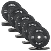 SAKAE Olympic Rubber Bumper Plates, 2-Inch Weight Plate Set with Steel Hub, Ideal for Weightlifting, CrossFit, Strength Training & Home Gym Workout, Available in Single, Pair & Sets, Multiple Sizes