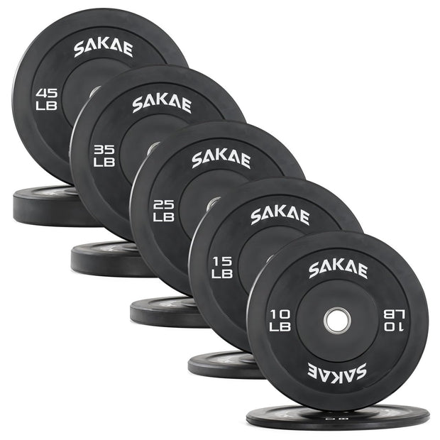 SAKAE Olympic Rubber Bumper Plates, 2-Inch Weight Plate Set with Steel Hub, Ideal for Weightlifting, CrossFit, Strength Training & Home Gym Workout, Available in Single, Pair & Sets, Multiple Sizes