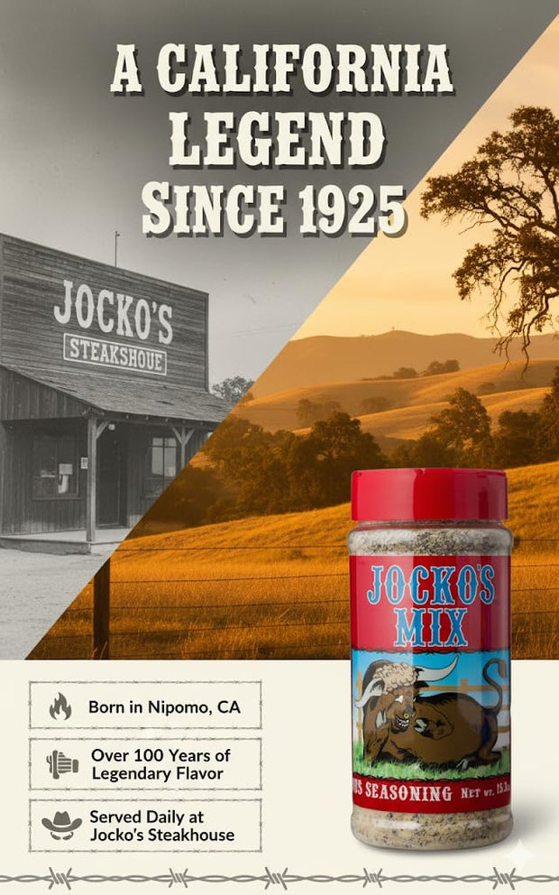 Jocko's Mix Santa Maria Style Seasoning - 15.3oz Bottle Of Tri-Tip, Steak, Pork, and Chicken Seasoning - Santa Maria Grill - Jocko's Mix for Meat, Seafood Stew & Vegetables