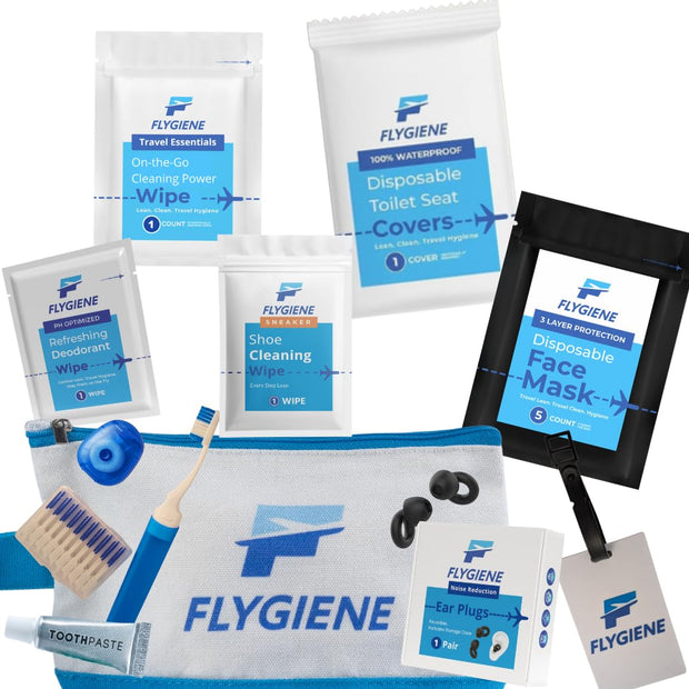 Travel Kit – Complete Airplane Travel Essentials Set for Men, Women, & Kids with Washable Case – 22-Piece TSA-Friendly Essentials for Flying