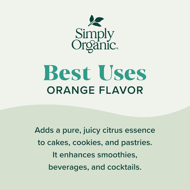 Simply Organic Orange Flavor, 2 Ounce Glass Jar, Tart Citrus Flavor for Desserts, Smoothies, Tea, and More