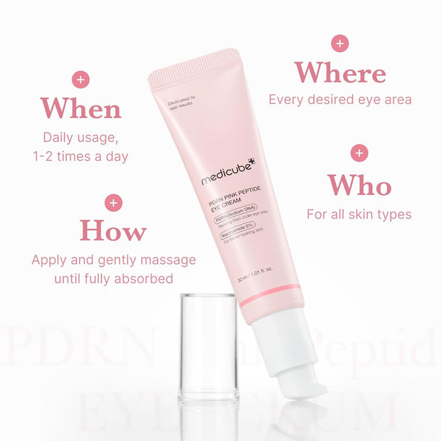 medicube Salmon DNA PDRN Pink Peptide Eye Serum with Niacinamide and 99% Purity Retinol for Fine Lines, Uneven Skin Tone, Korean Skin Care 1.01fl.oz