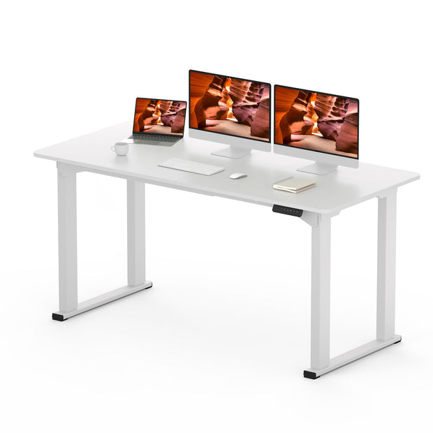 4 Legs Standing Desk, Large 79x31 Inches Electric Adjustable Height Desk with Splice Board, Stand Up Desk Home Office Computer Workstation, Black