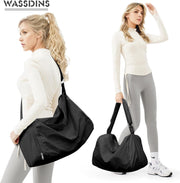 Small Gym Bag with Shoe Compartment, Workout Sport Duffle Bag for Women Travel, Waterproof Shoulder Overnight Bags Lightweight Carry on Tote Bags for Swim, Yoga, Dance