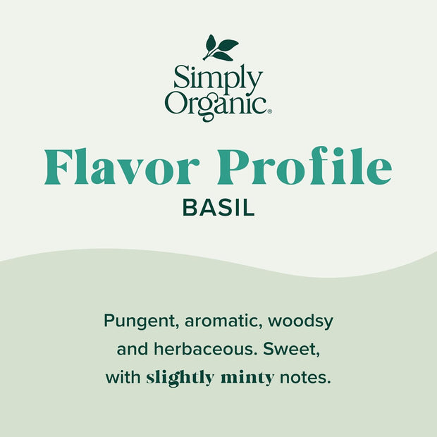 Simply Organic Pure Egyptian Basil Leaf, 0.54 Ounce Bottle, Cut and Sifted, Herbaceous and Aromatic, Popular on Pizza, Kosher