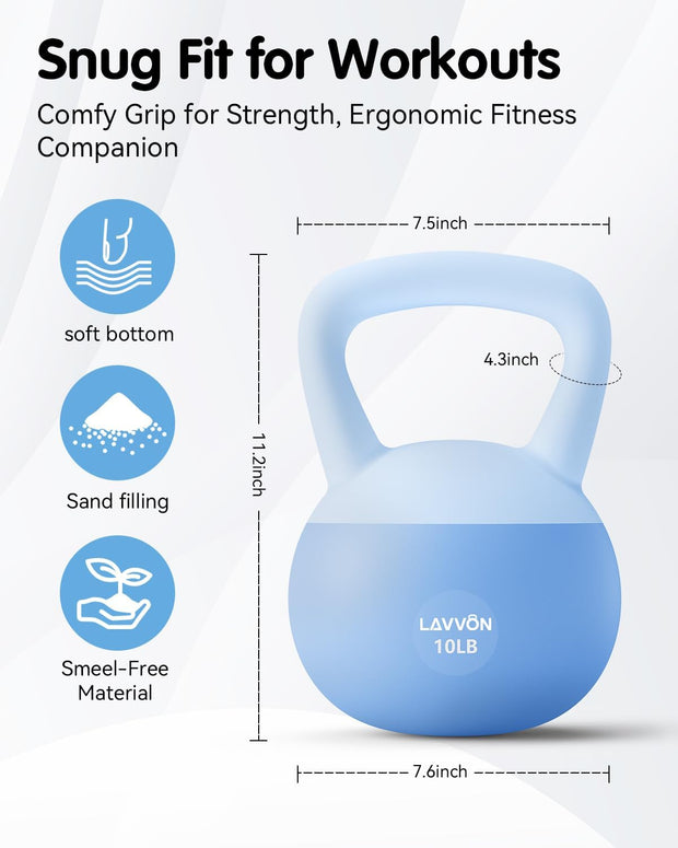 Soft Kettlebell - Cushioned Impact-Resistant Base and Anti-Slip, Kettle bell Anti-Slip Grip Weight for Home Workouts, Safe Strength Training Kettlebells Sets for Women & Men, With Non-slip Gloves