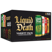 Liquid Death, Soda-Flavored Sparkling Water Variety Pack, 12-Pack (12oz Cans), Low Calorie & No Artificial Sweeteners, 4 Flavors: Severed Lime, Doctor Death, Killer Cola, and Rootbeer Wrath