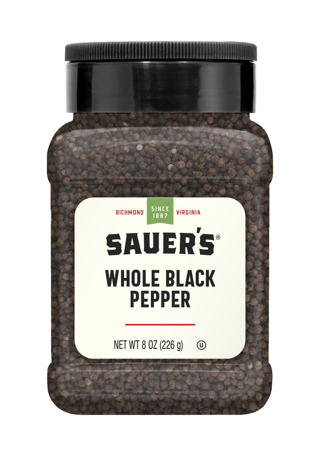 Sauer's Whole Black Pepper | 1 Pound Canister | Foodservice
