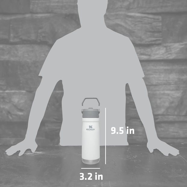 Stanley IceFlow Flip Straw Water Bottle 22 oz | Built-In Straw for Travel and Sports | Lightweight and Leak Resistant | Insulated Stainless Steel | BPA-Free | Polar