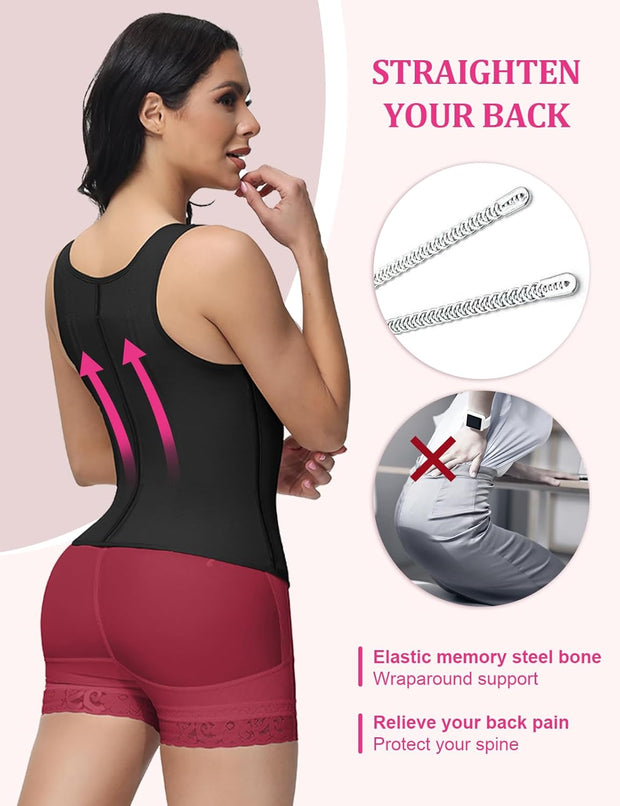 SHAPSHE Waist Trainer for Women, Tummy Control Sports Girdle, Workout Body Shaper with Adjustable Shoulder Strap