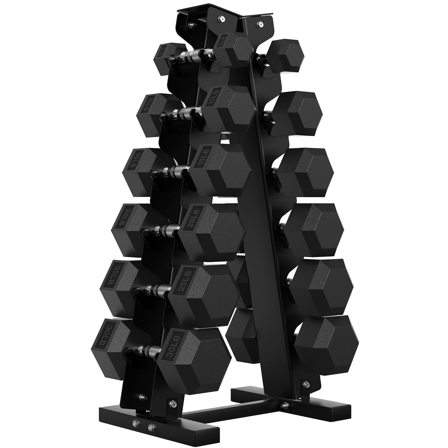 Hex Dumbbell Sets with Rack, 75-300 lb Rubber Encased Dumbbells for Strength Training, Exercise, and Fitness, Home Gym Weight Set with Rack