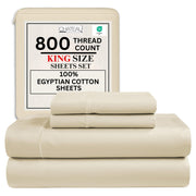 100% Egyptian Cotton Sheets King Size Sheets Set with Fully Elasticated Fitted Sheet & Pillowcase sets, 800 TC Hotel Collection Deep Pocket King Sheet Set, No Pill Soft Breathable Luxury White Bedding