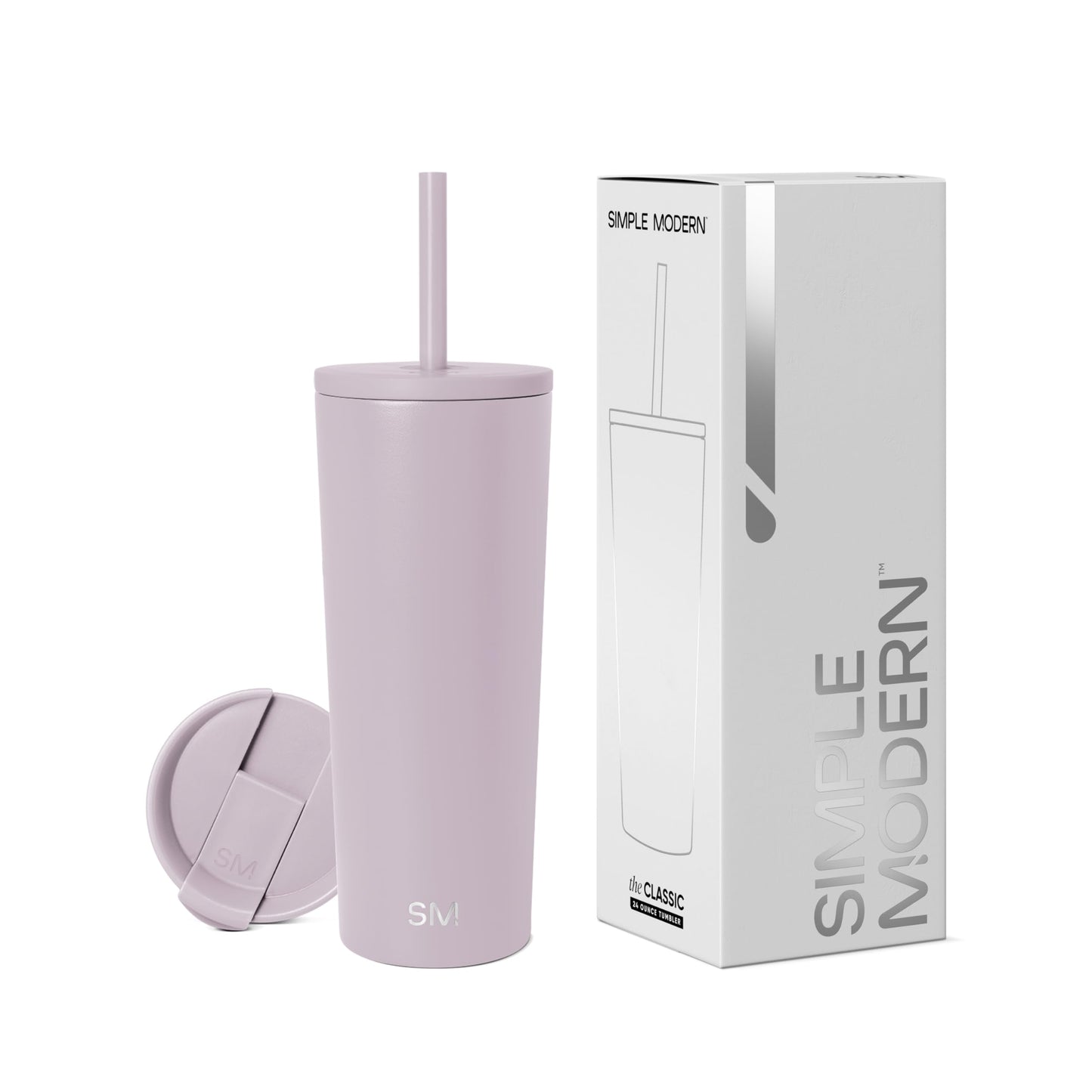 Simple Modern Insulated Tumbler with Lid and Straw | Iced Coffee Cup Reusable Stainless Steel Water Bottle Travel Mug | Gifts for Women Men Her Him | Classic Collection | 24oz | Midnight Black