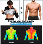 Sauna Suit for Men Sweat Jacket Sweating Shirt Long Sleeve Workout Suits Zipper Gym Exercise Fitness