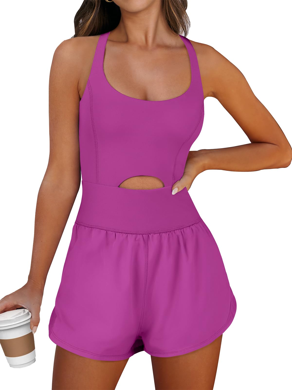 ANRABESS Women Rompers Running Exercise Workout Set One Piece Jumpsuits Gym Yoga Outfits 2025 Summer Active Wear Clothes