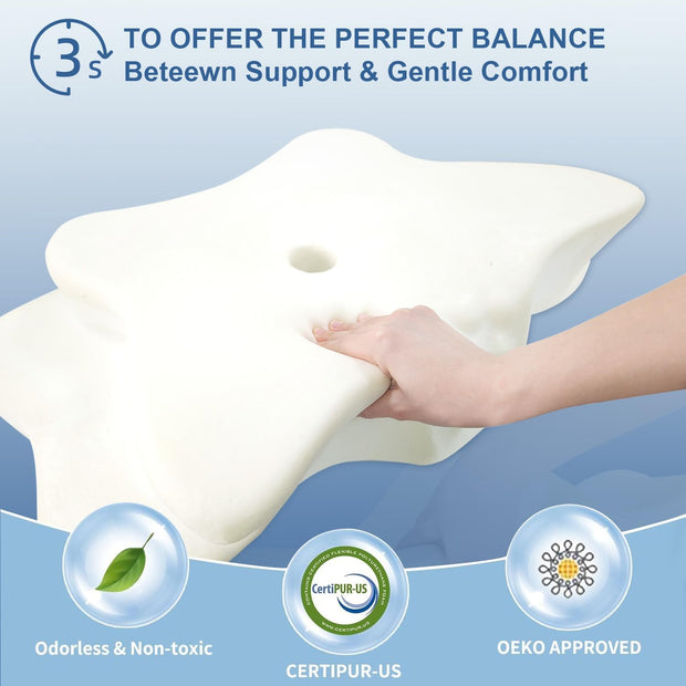 Pain Relief Cervical Pillow for Neck Support,Adjustable Ergonomic Pillow Cozy Sleeping,Odorless Orthopedic Memory Foam Pillows,Contour Bed Pillow for Side Back Stomach Sleeper