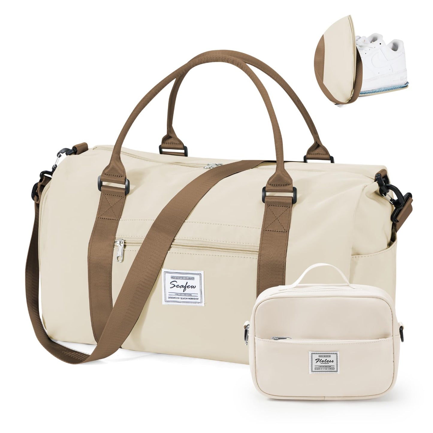 Gym Bags for Women Men with Shoes Compartment,Sports Duffle Bags Personal item travel Duffel Tote Bag Small Carry on Weekender Overnight Bag Workout Dance Bags Hospital Holdalls Grey Green