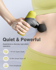 Mini Massage Gun, Percussion Muscle Massager for Back Pain Relief, Compact Sports Travel Massage Gun with 6 Massage Heads 4 Speeds, Gift for Her, Home, Athletes