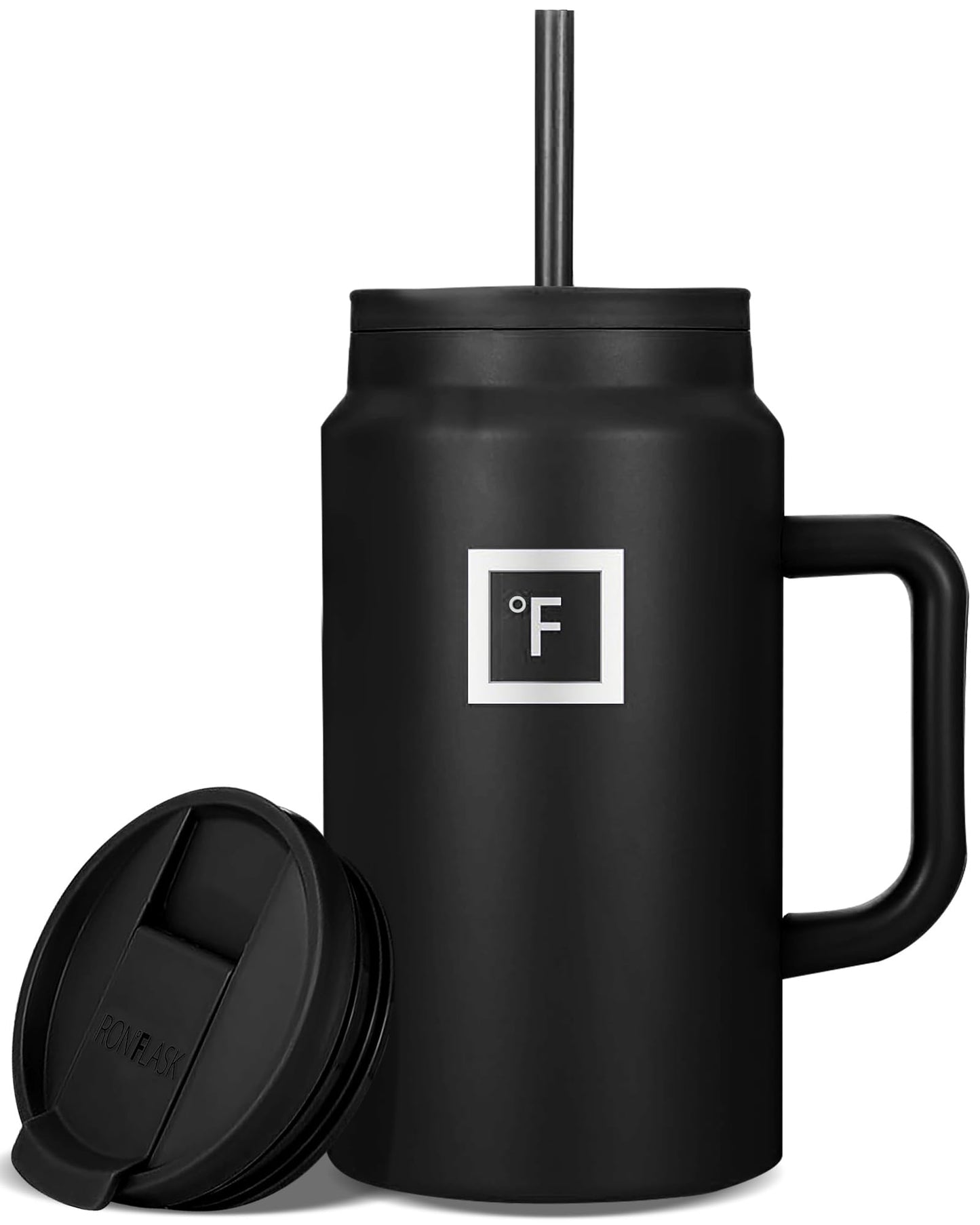 IRON °FLASK Co-Pilot Insulated Mug w/Straw & Flip Cap Lids - Cup Holder Bottle for Hot, Cold Drink - Leak-Proof - Water, Coffee Portable Travel Mug - Aurora, 32 Oz