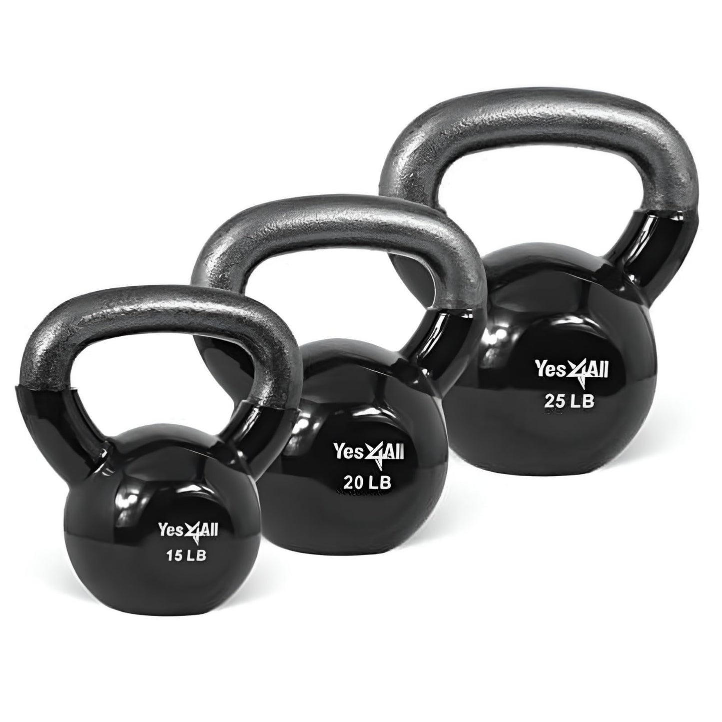 Yes4All Kettlebell Set Vinyl Coated Weights Combo for Full Body Workout Equipment Push up, Grip Strength Training, Dumbbell Weights Exercises