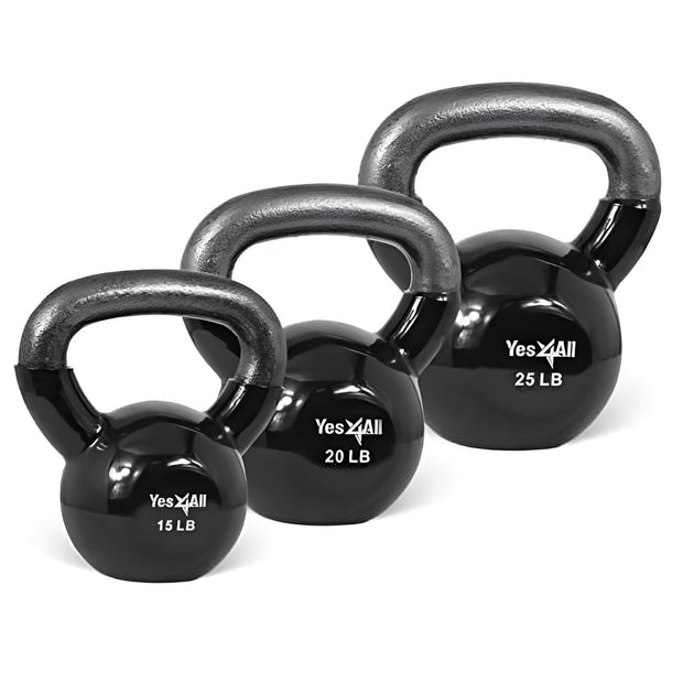 Yes4All Kettlebell Set Vinyl Coated Weights Combo for Full Body Workout Equipment Push up, Grip Strength Training, Dumbbell Weights Exercises