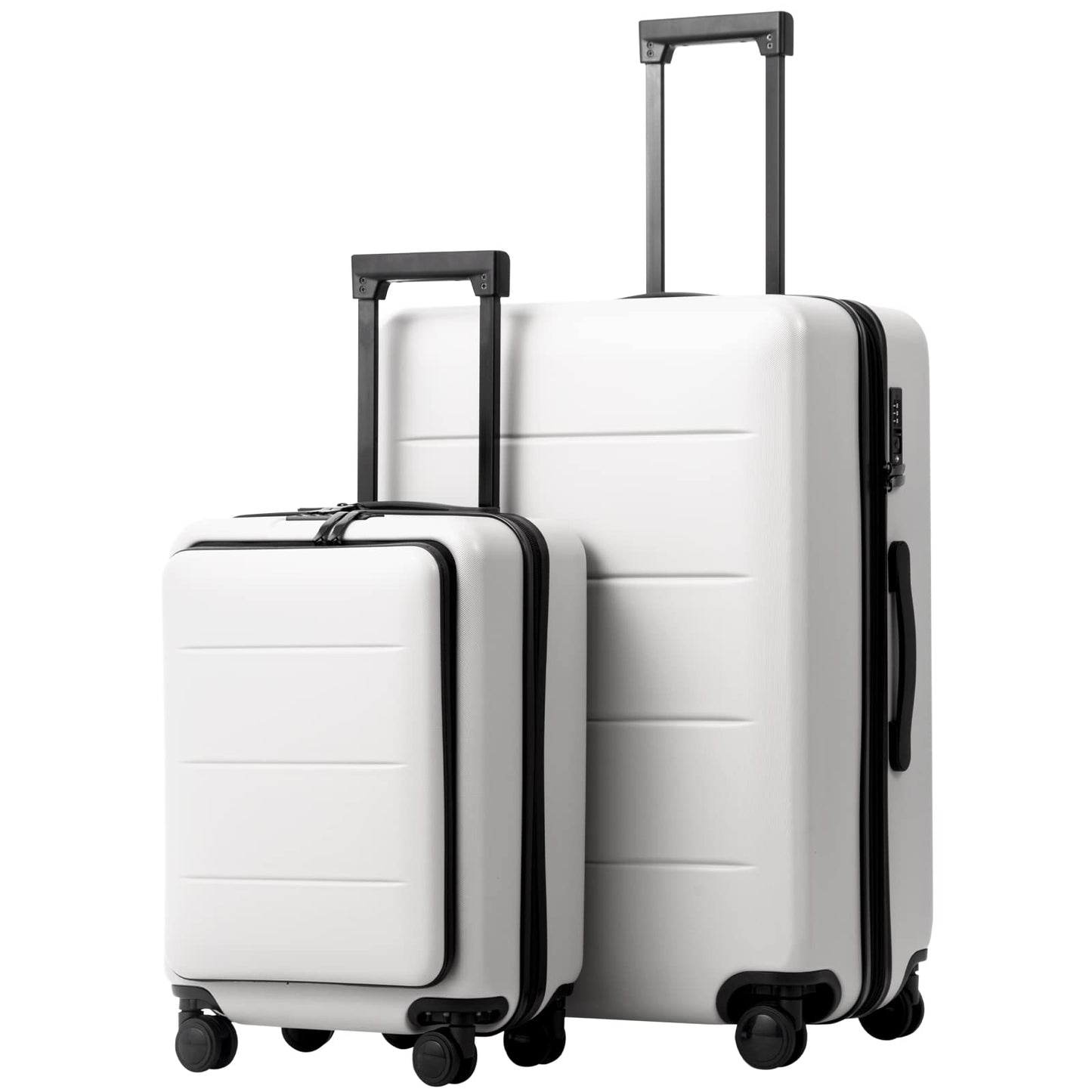 COOLIFE Luggage Suitcase Piece Set Carry On ABS+PC Spinner Trolley with pocket Compartmnet Weekend Bag(Night navy, 2-piece Set)