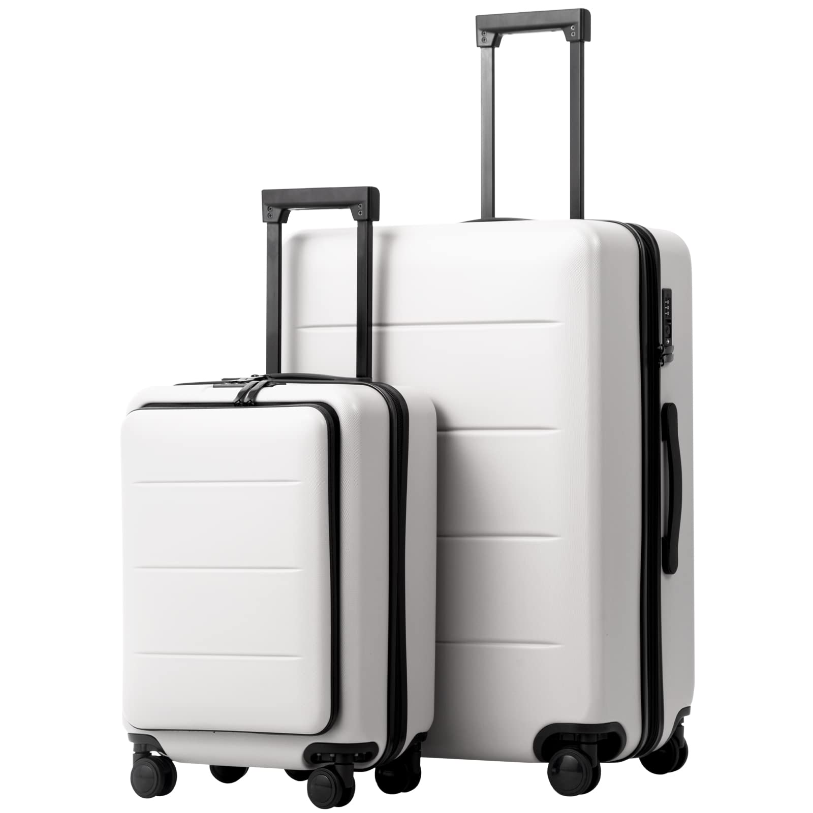 COOLIFE Luggage Suitcase Piece Set Carry On ABS+PC Spinner Trolley with pocket Compartmnet Weekend Bag(Night navy, 2-piece Set)