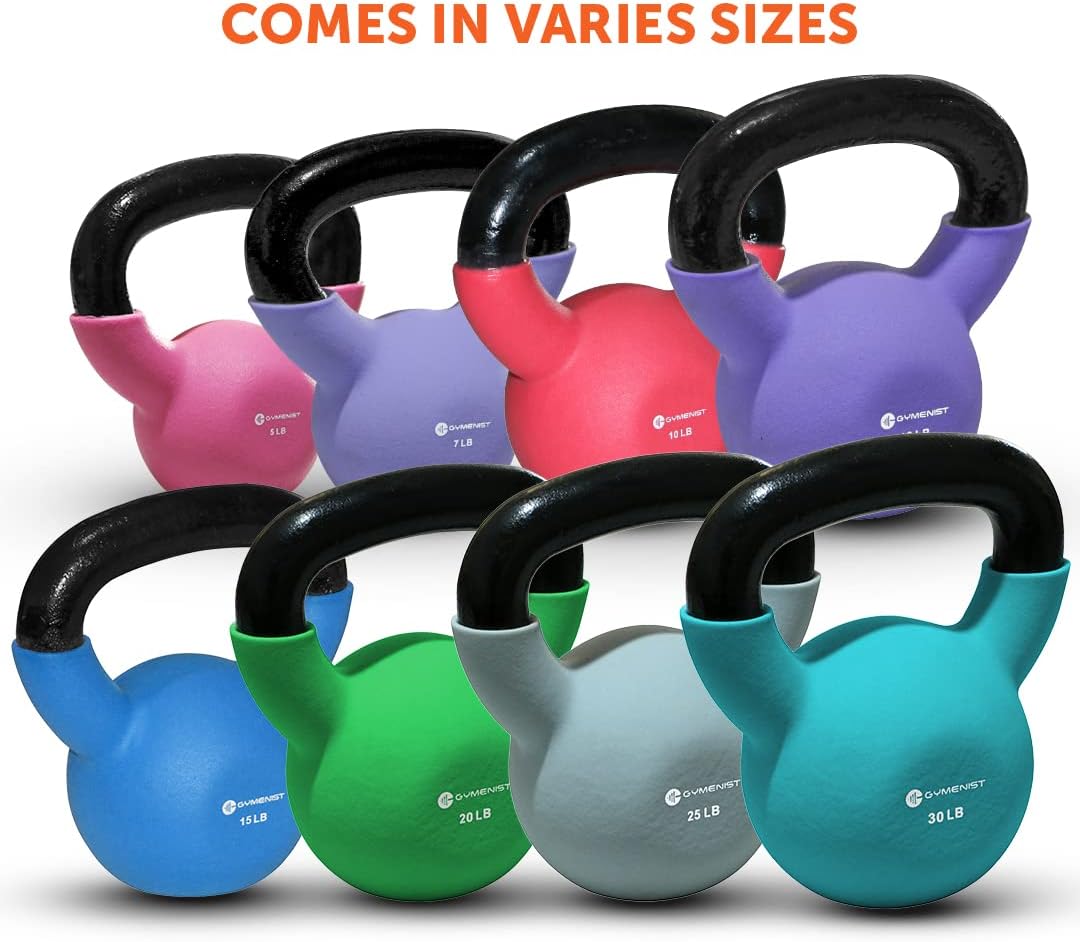 GYMENIST Kettlebell Fitness Iron Weights with Neoprene Coating Around The Bottom Half of The Metal Kettle Bell