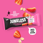 JUNKLESS Chewy Granola Bar 4‑Flavor Variety Pack (24 Bars)–Non‑GMO, Gluten‑Free, Less Sugar Snack Bars— Chocolate Chip, Peanut Butter Chocolate Chip, Cinnamon Roll & Real Strawberry, 4 Boxes