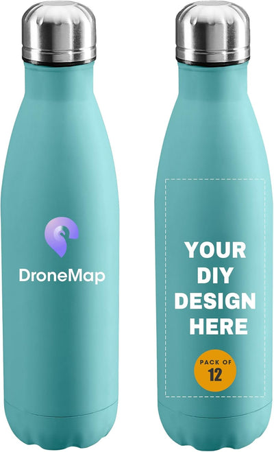 Personalized Custom Water Bottles Print in USA 17oz 12 Pcs Stainless Steel Double Wall Insulated Leakproof Cups With Colorful Text Logo for Sports Outdoors