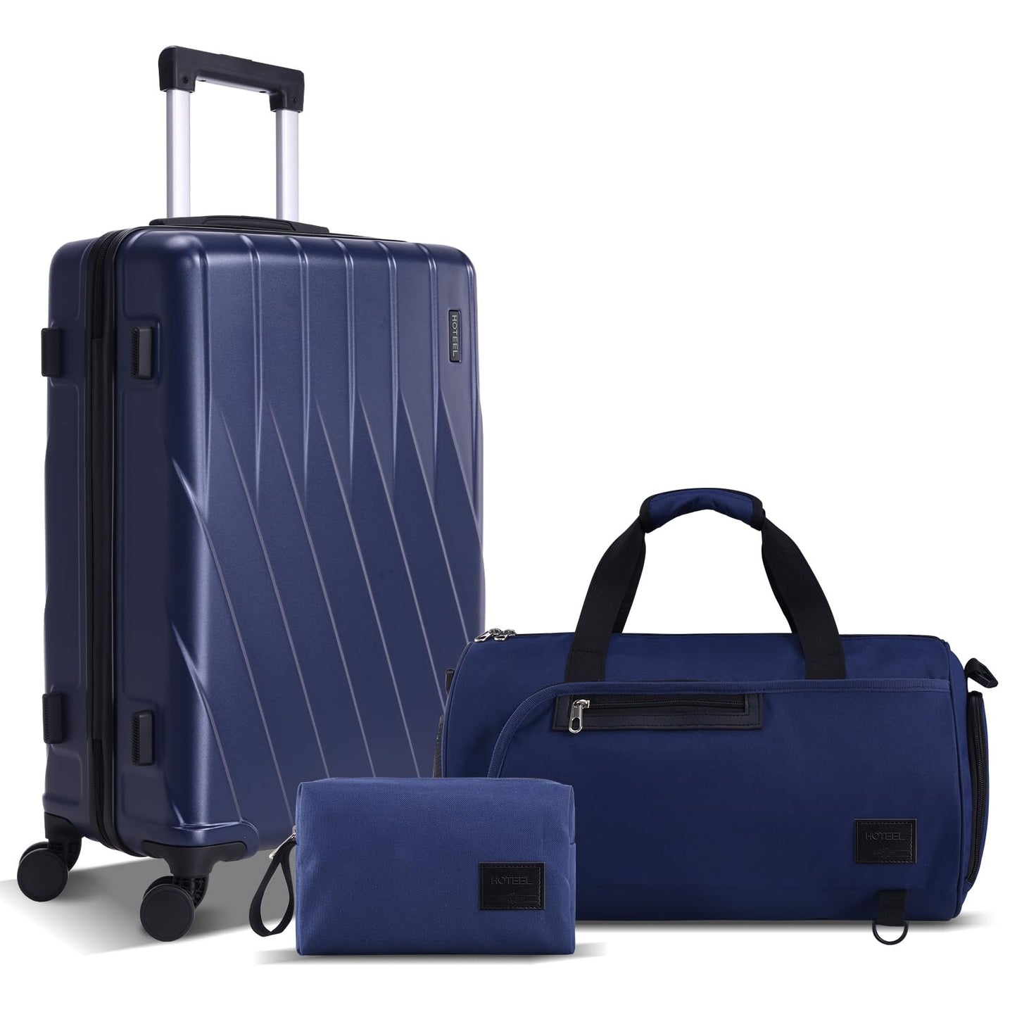 Hoteel 3-Piece Luggage Set with Spinner Wheels, Durable Carry On Suitcase Luggage with TSA Lock, Portable Lightweight ABS Luggages for Travel, Black