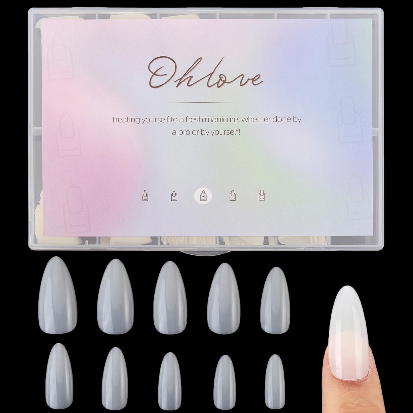 500Pcs Square Nail Tips Full Cover Clear Fake Nail Tips for Acrylic Nails, Size 0~9