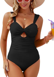 VIMPUNEC Women One Piece Tummy Control Swimsuit High Waisted Bathing Suit Cut Out Swimwear