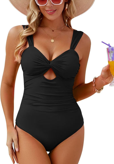 VIMPUNEC Women One Piece Tummy Control Swimsuit High Waisted Bathing Suit Cut Out Swimwear