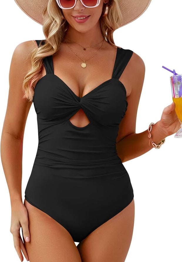 VIMPUNEC Women One Piece Tummy Control Swimsuit High Waisted Bathing Suit Cut Out Swimwear