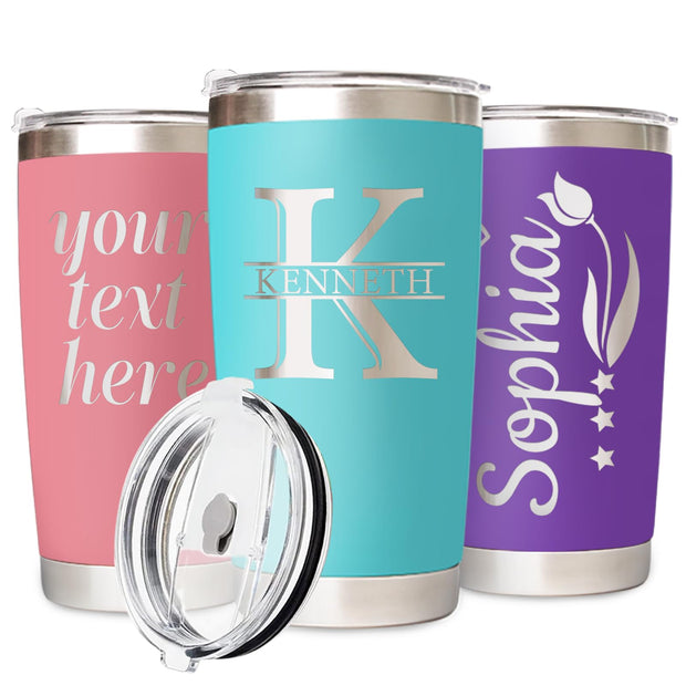 Personalized Coffee Tumbler with Pictures Text Logo Name, Custom Stainless Steel Tumbler with Lid and Straw, Coffee Travel Mug Cups, 20oz Personalized Birthday Gifts for Women Men Office