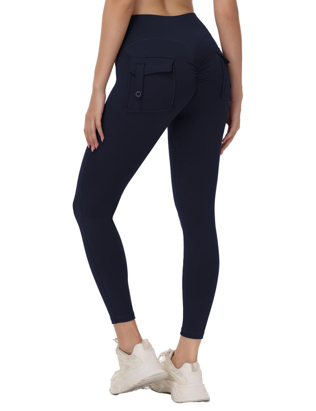 Womens Cargo Leggings with Pockets Scrunch Workout Butt Lifting Leggings Tummy Control Yoga Pants